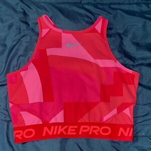 Nike Pro - Pink & Red Geometric Crop Sports Bra